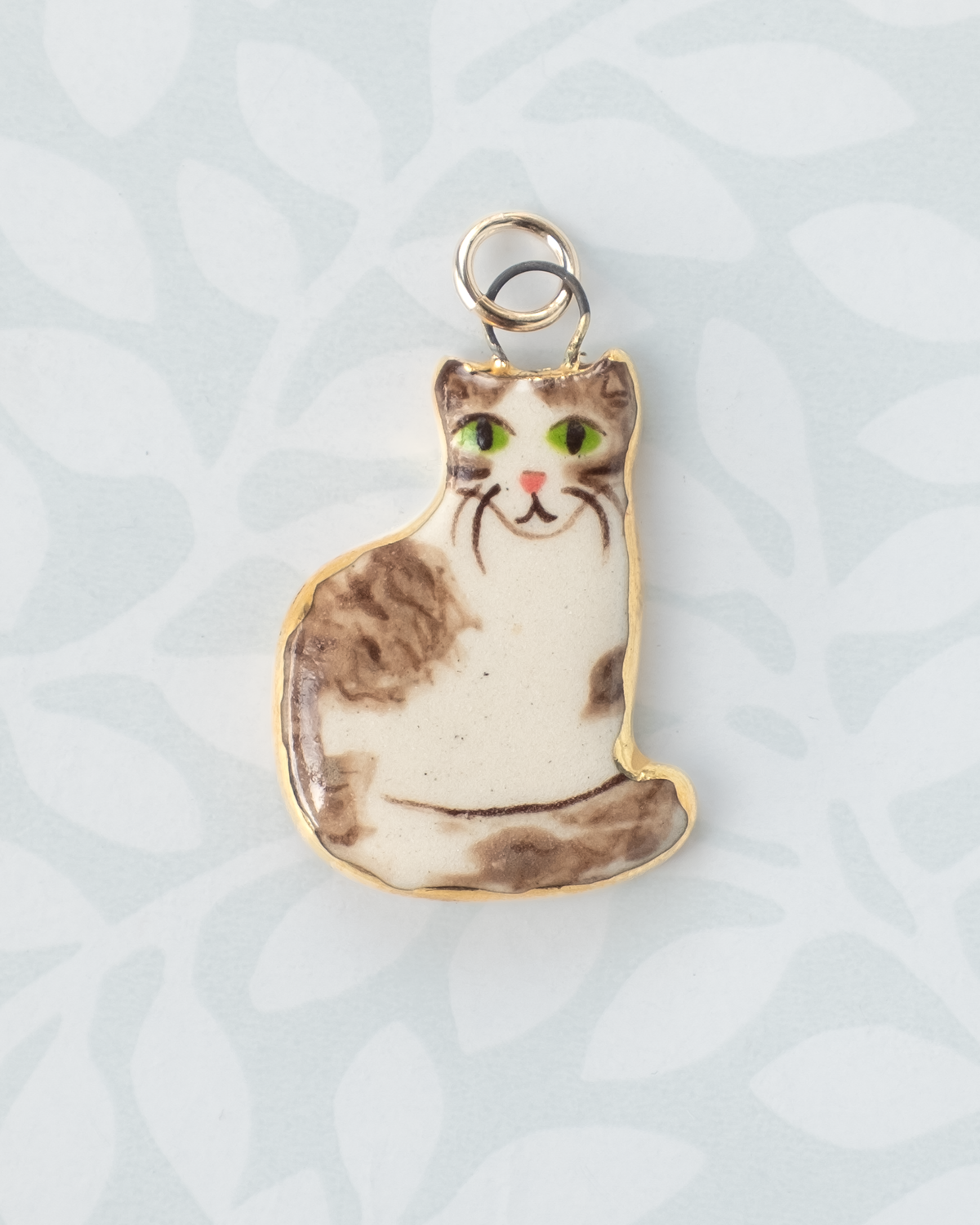 White & Tabby Cat Charm