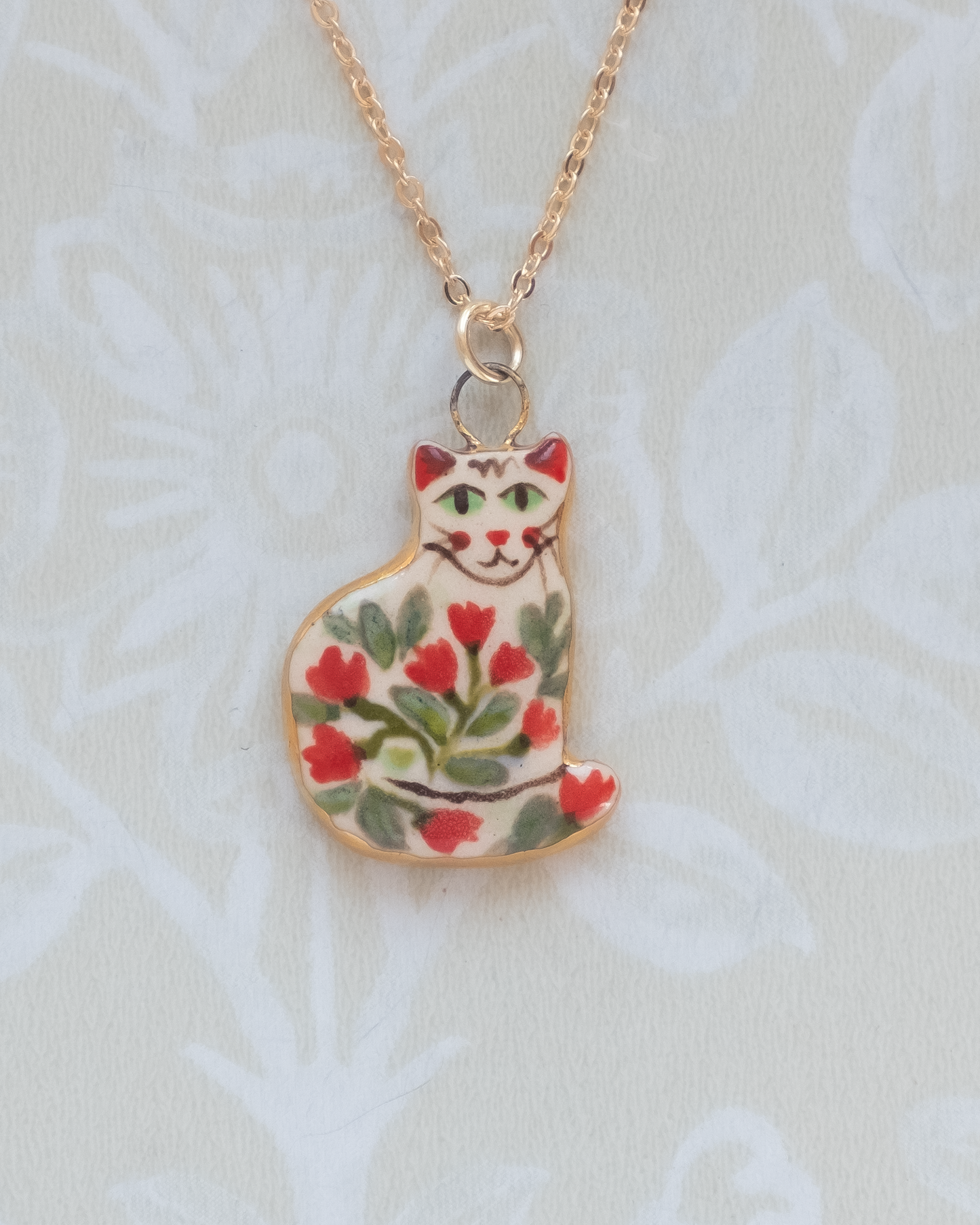 Red Flower Cat Charm