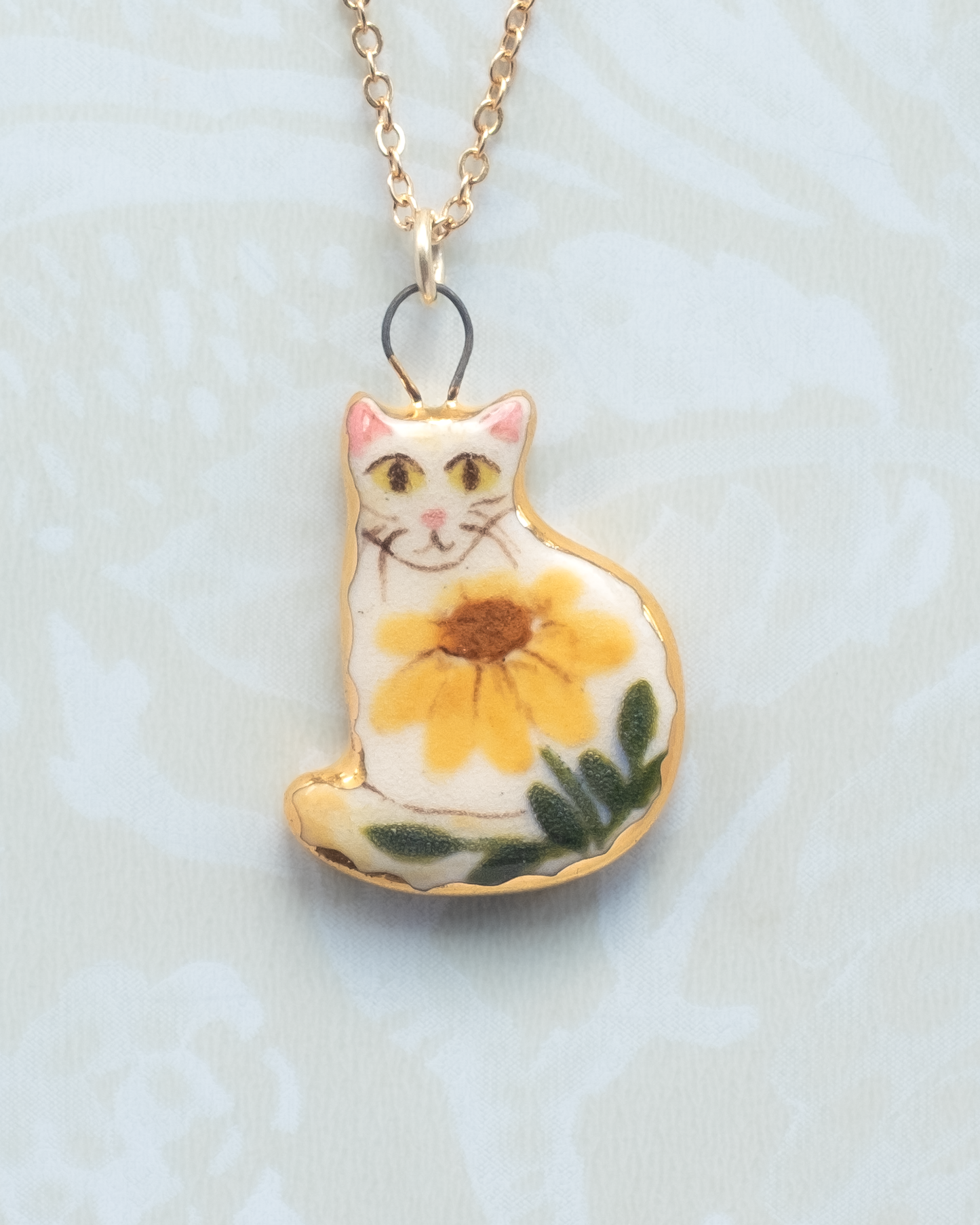 Yellow Flower Cat Charm