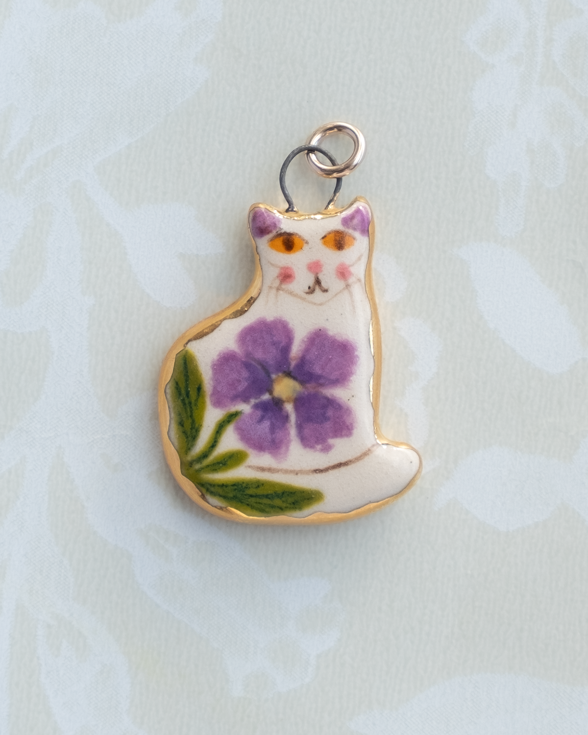 Purple Flower Cat Charm