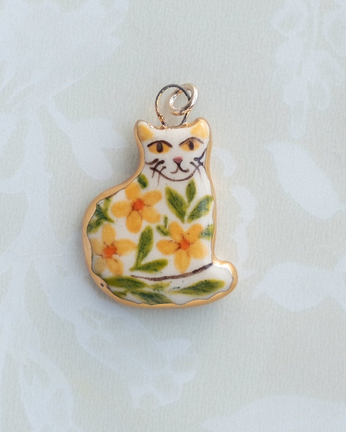 Yellow Floral Cat Charm