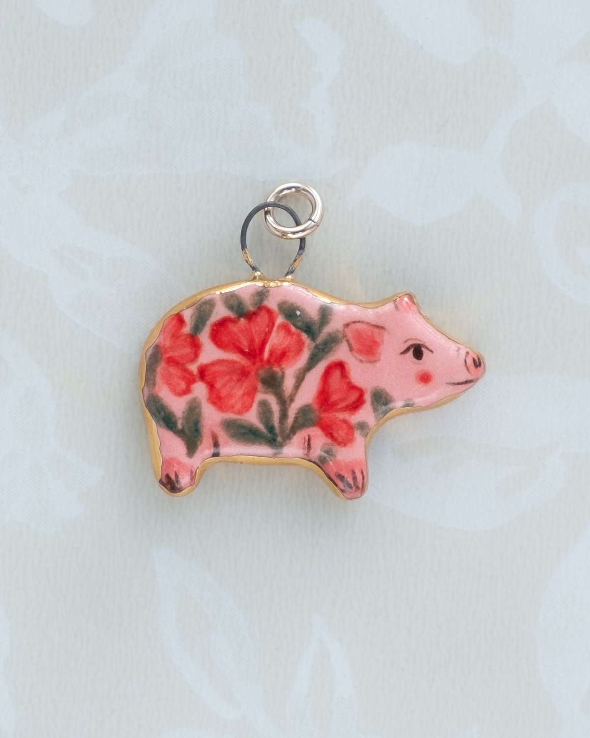 Floral Pig Charm
