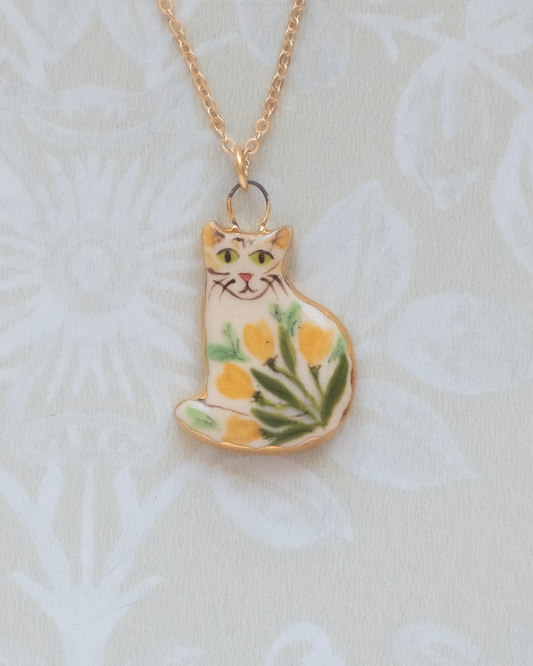 Yellow Flower Cat Charm