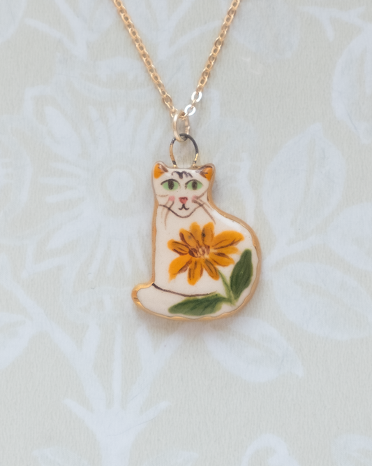 Orange Flower Cat Charm
