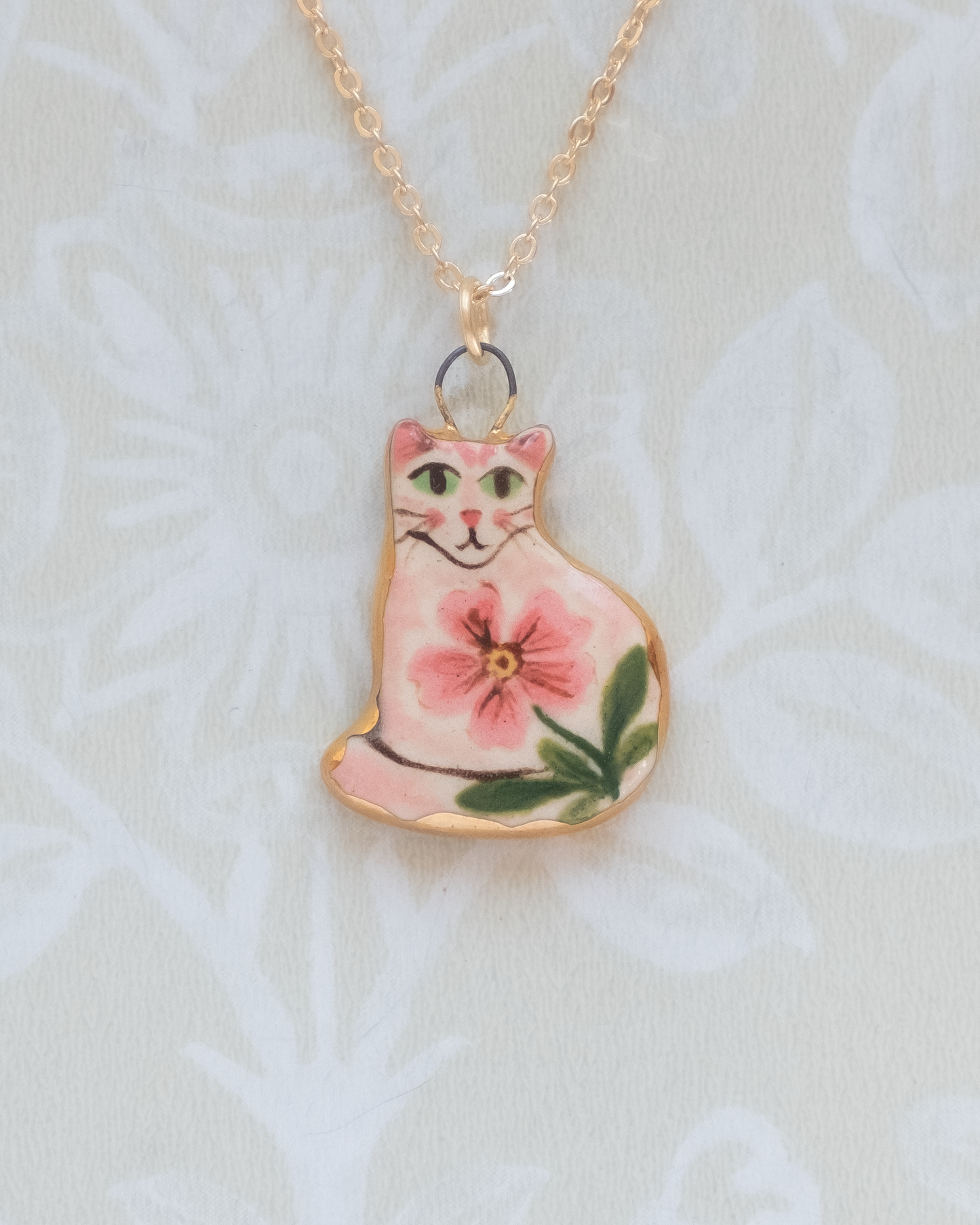 Pink Flower Cat Charm