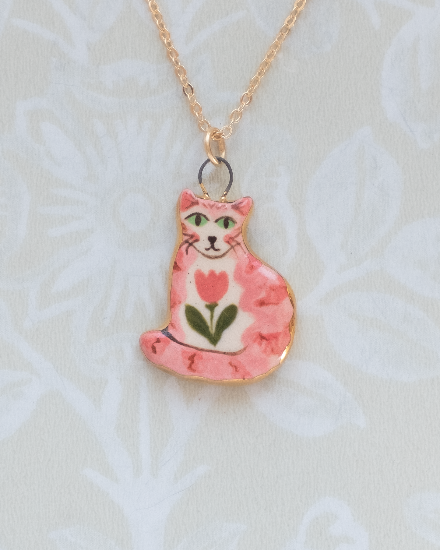 Pink Flower Cat Charm