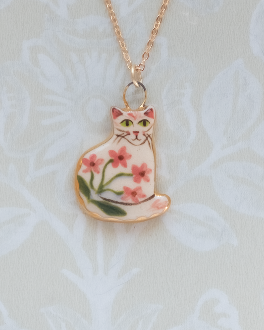 Pink Flower Cat Charm