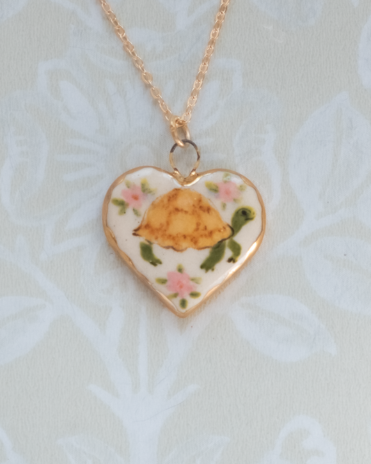 Tortoise Heart Charm