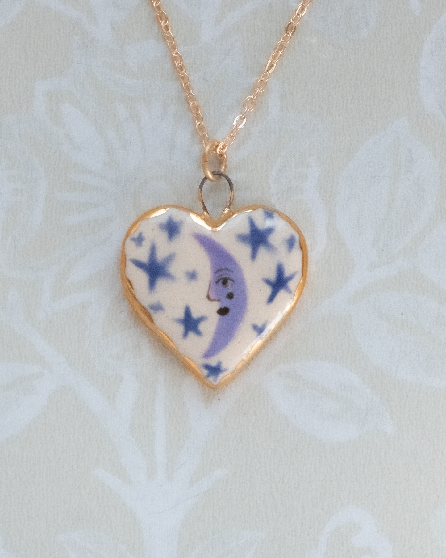Starry Moon Heart Charm