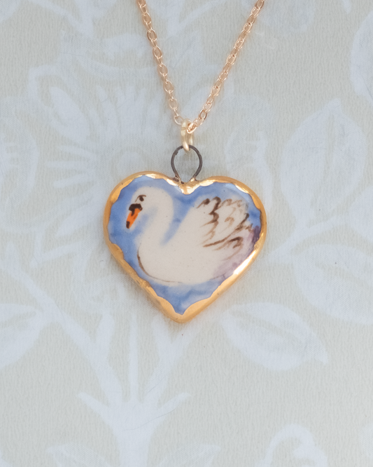 Swan Heart Charm