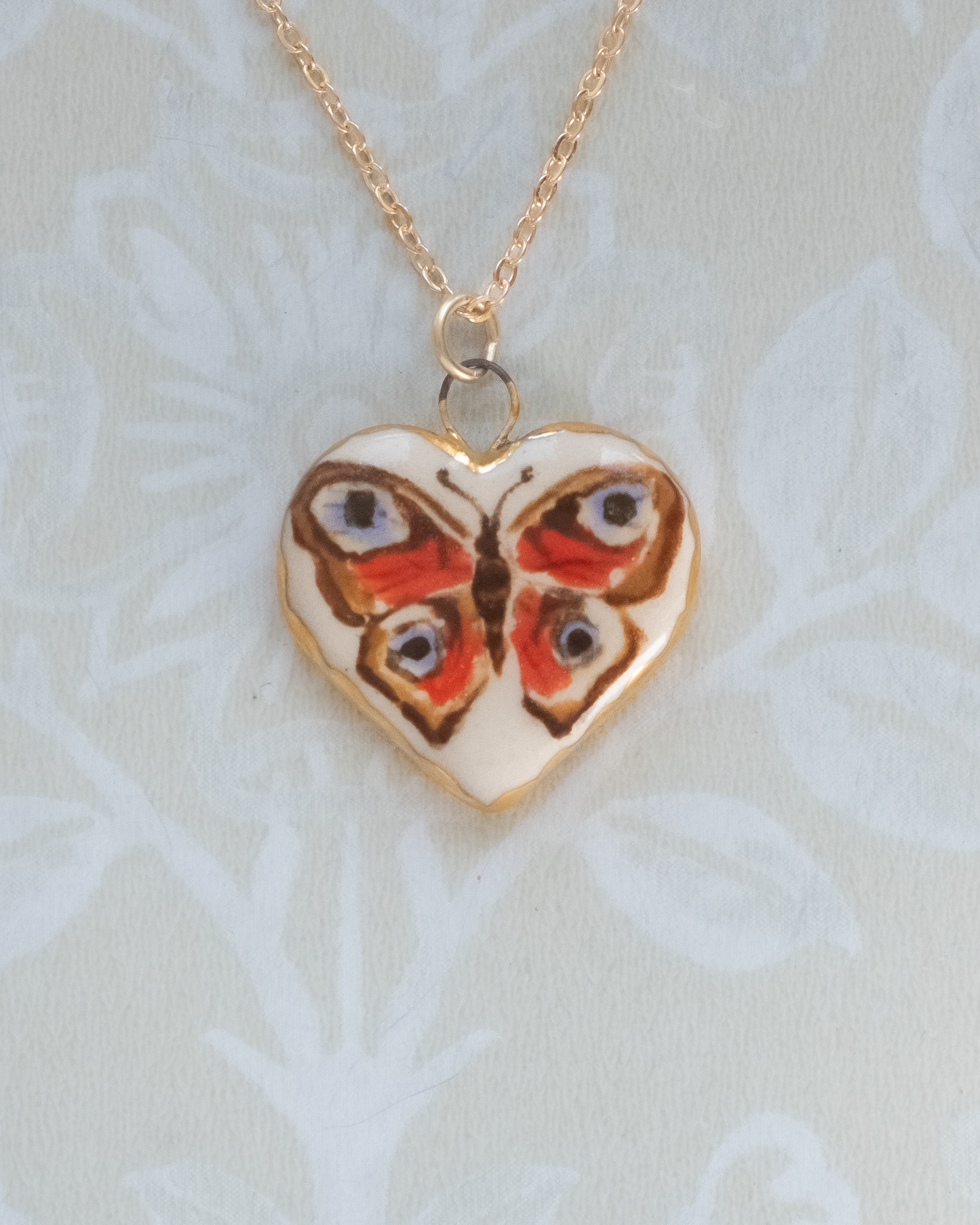Peacock Butterfly Heart Charm