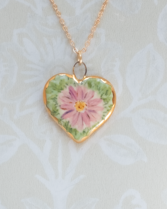 Flower Heart Charm