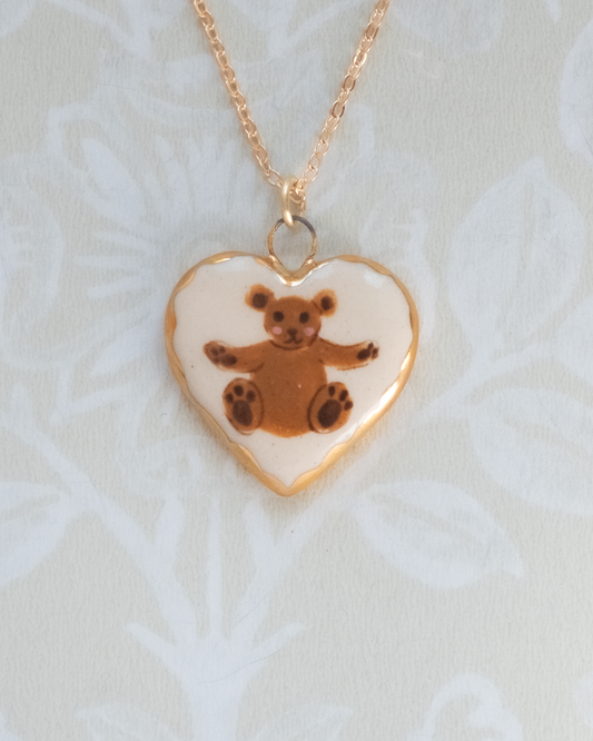 Teddy Bear Heart Charm