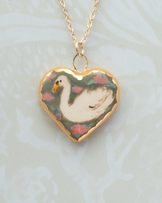 Swan Heart Charm