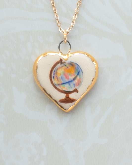 Globe Heart Charm