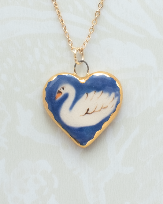 Swan Heart Charm