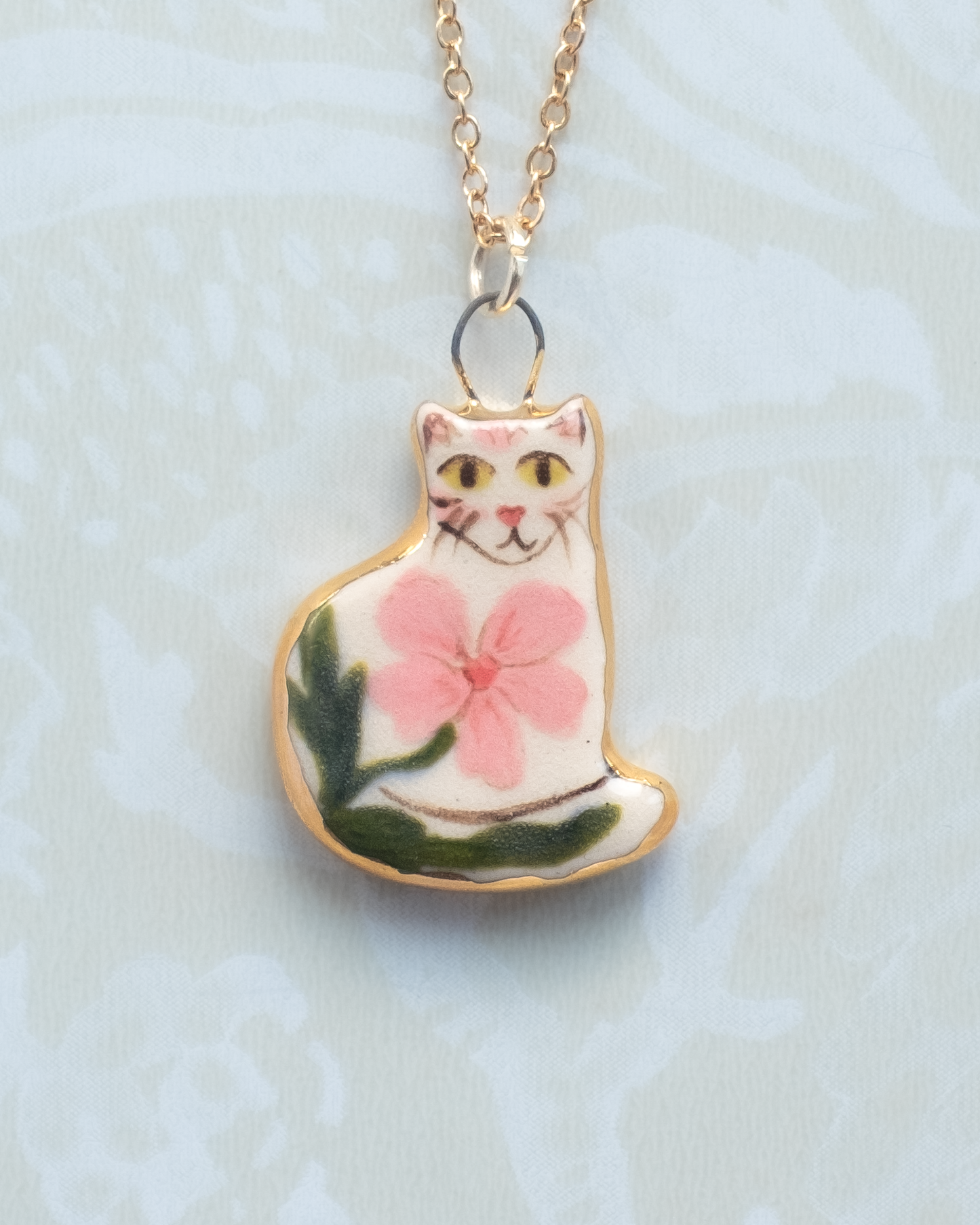 Pink Flower Cat Charm