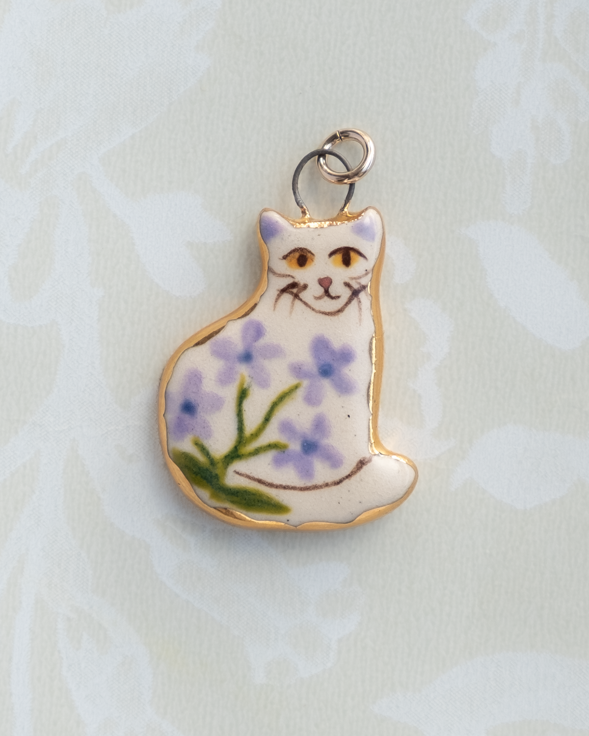 Lilac Floral Cat Charm