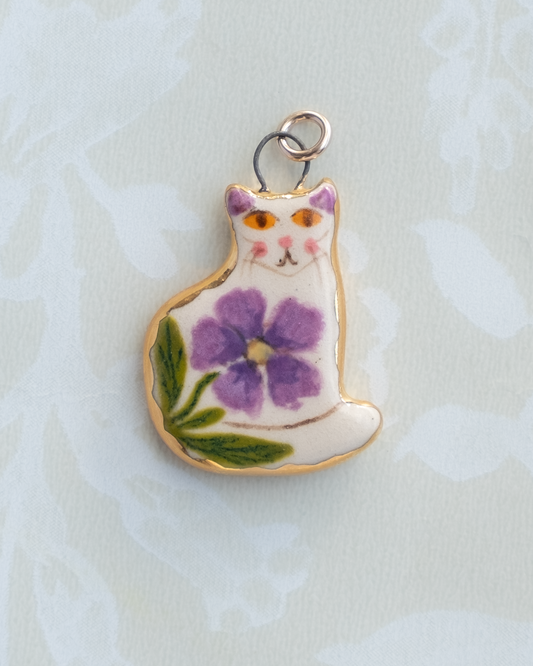 Purple Flower Cat Charm