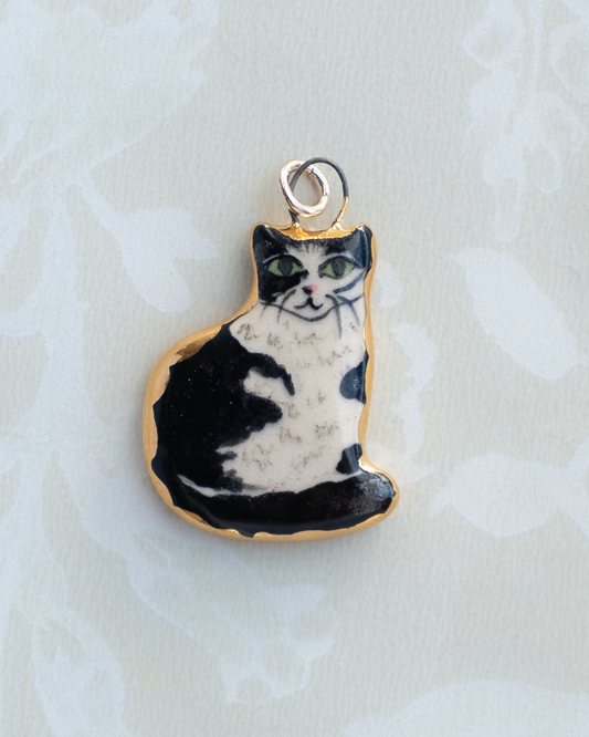 White & Black Cat Charm