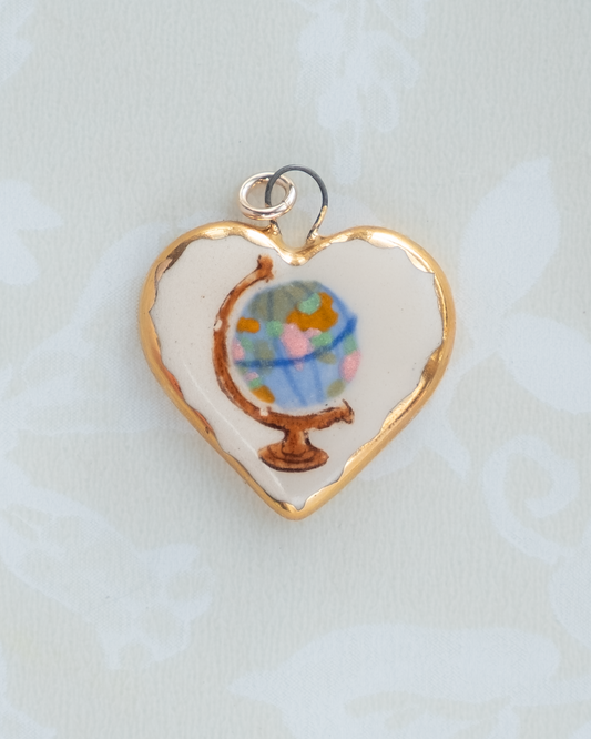 Globe Heart Charm