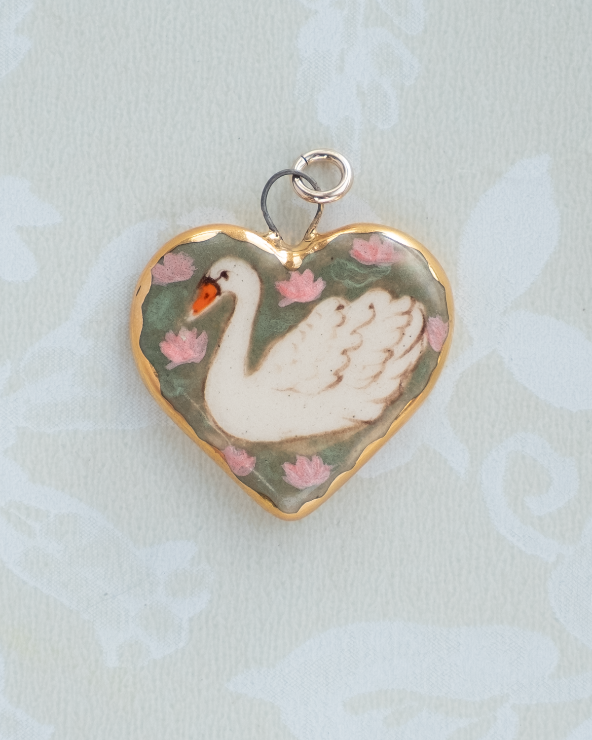 Swan Heart Charm