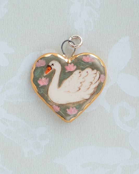 Swan Heart Charm